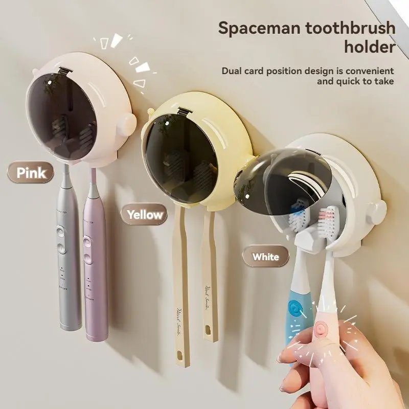 Giá Để Bàn Chải Đánh Răng, Thiết Kế Phi Hành Gia, Không Xốp, Lưu Trữ Bàn Chải Đánh Răng Điện, Treo Tường, Dụng Cụ Sắp Xếp Phòng Tắm, Kệ Phòng Tắm Đựng Bàn Chải Đựng Bàn Chải 1
