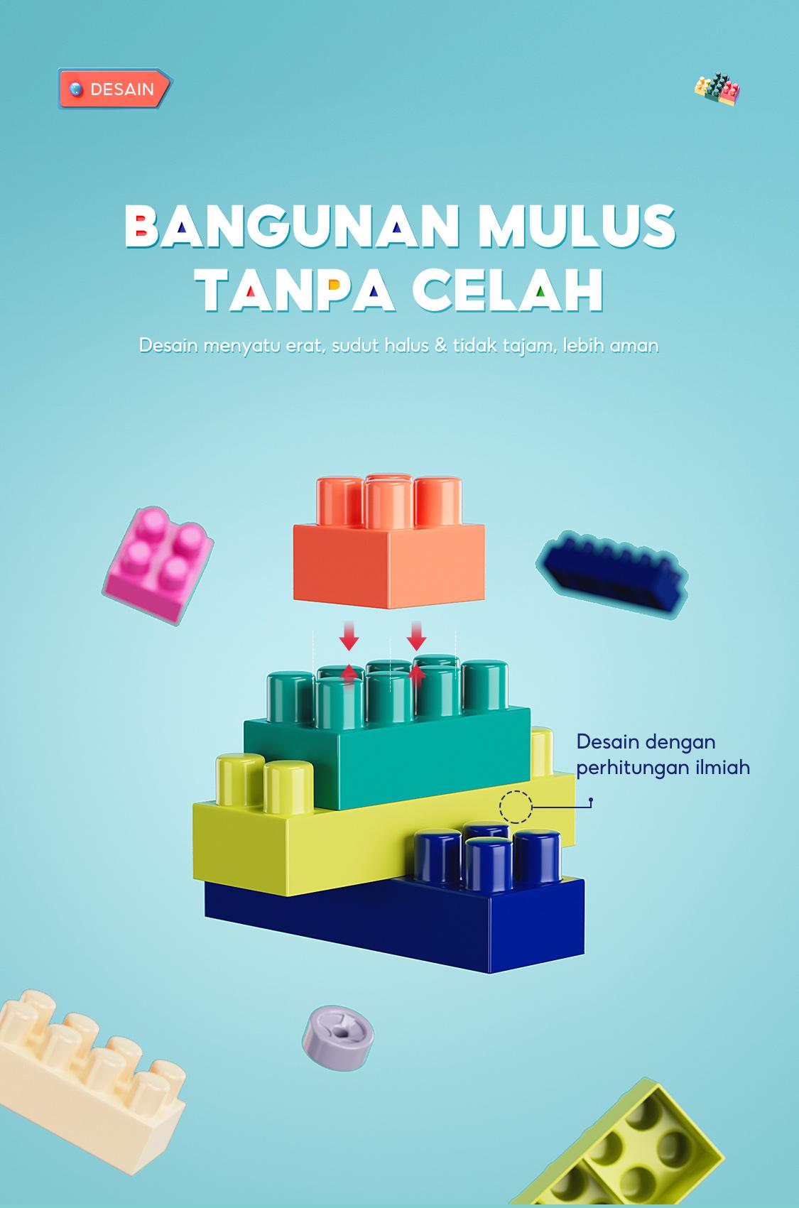 Oh!Some [COD] Mainan Brick Balok Susun Anak DIY 560 pcs Bahan ABS Kuat Tahan Lama Kotak Toys square  building
