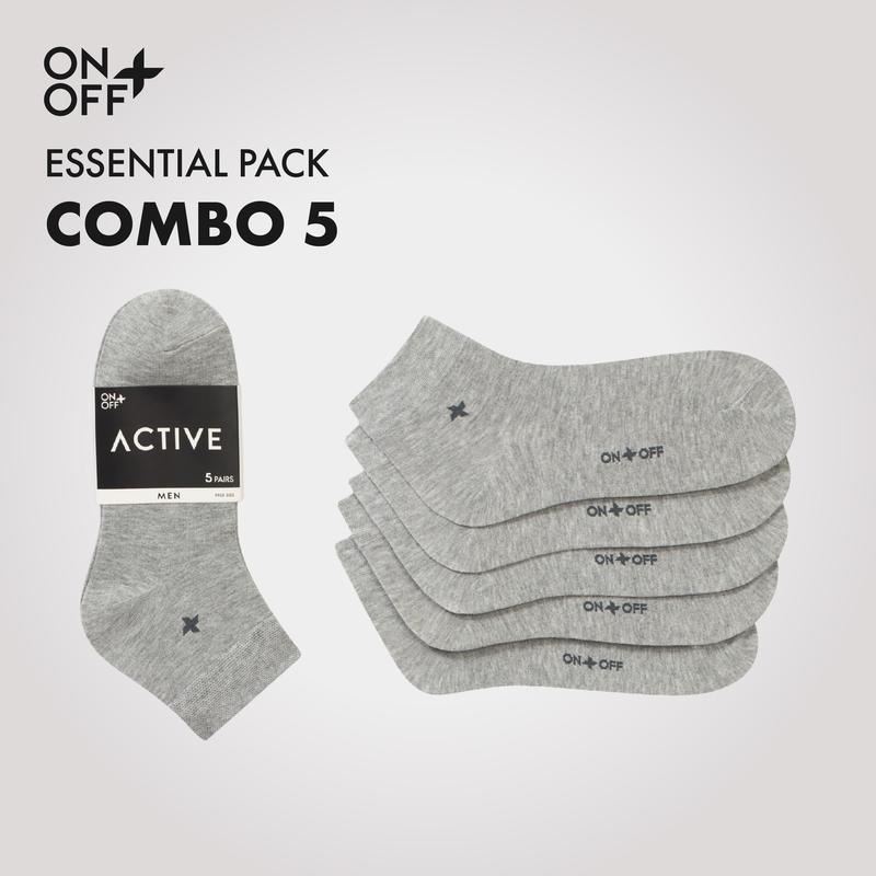 Pack 5 đôi tất nam cổ ngắn cotton mỏng nhẹ thoáng khí - ONOFF 18AE25A004