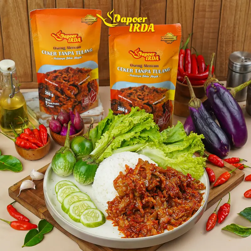 Dapoer Irda Paket Duo Oseng Mercon Ceker Tanpa Tulang Makanan Instan / Ready to eat 6