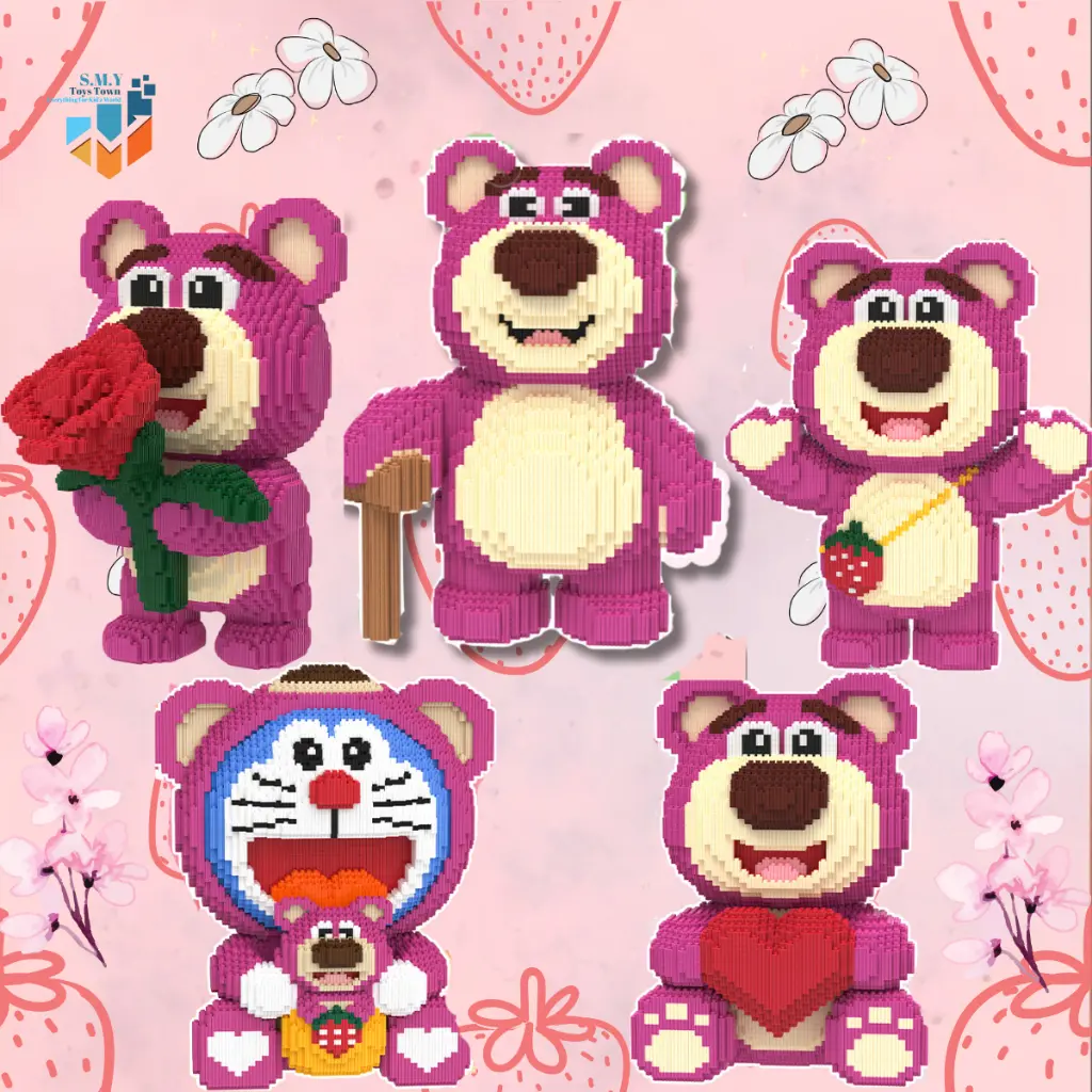 Nano Blocks BIG LOTSO BEAR SERIES 3D Model, Mainan Blok Susun, Blok Konstruksi DIY, Dekorasi Hiasan Karakter Animasi, hadiah Kado Anak