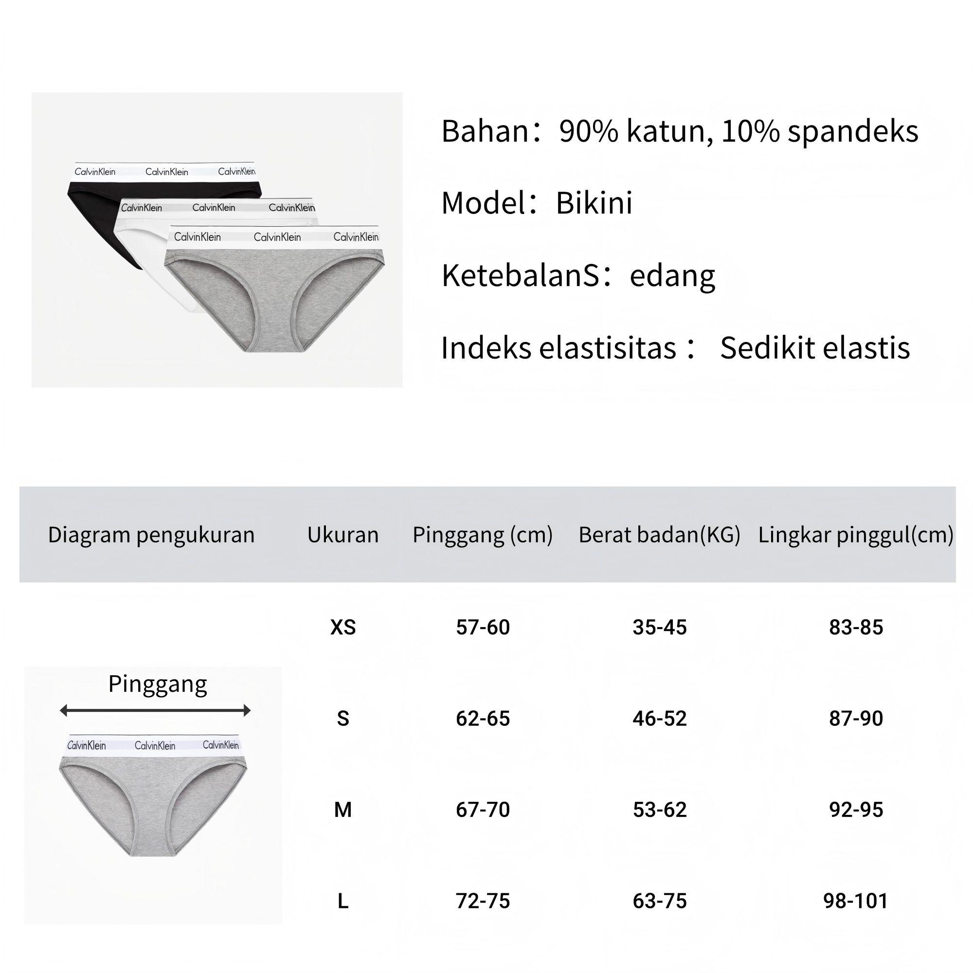 Celana dalam wanita Calvin Klein asli model segitiga katun murni antibakteri bernapas bikini-paket 3 pcs