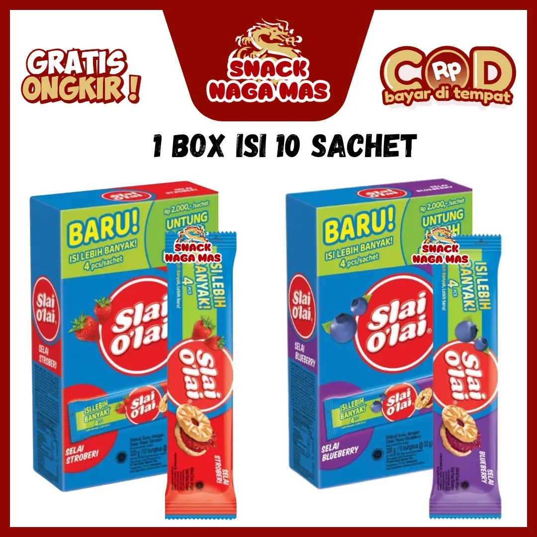 BISKUIT SLAI OLAI BOX STRRAWBERRY / BLUEBERRY [1 BOX ISI 10 SACHET]