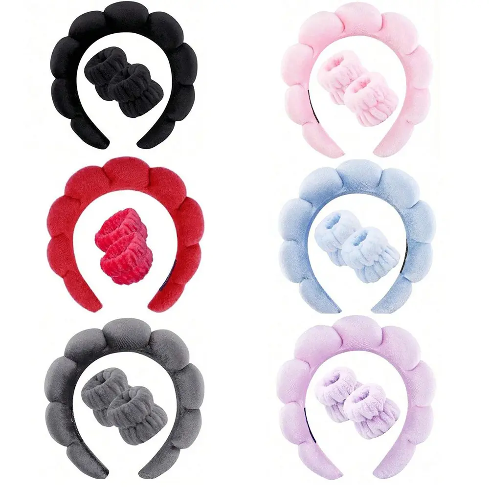 Ins High Skull Sponge Headband Wrist Band Three-Piece Set Sponge Cloud Headband Wash Face Headband Headband Wash Face Waterproof Set