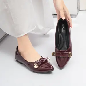 Holic Shancai 01 Sepatu Wanita Flatshoes Sepatu Kerja Glocy Premium Karet Hitam