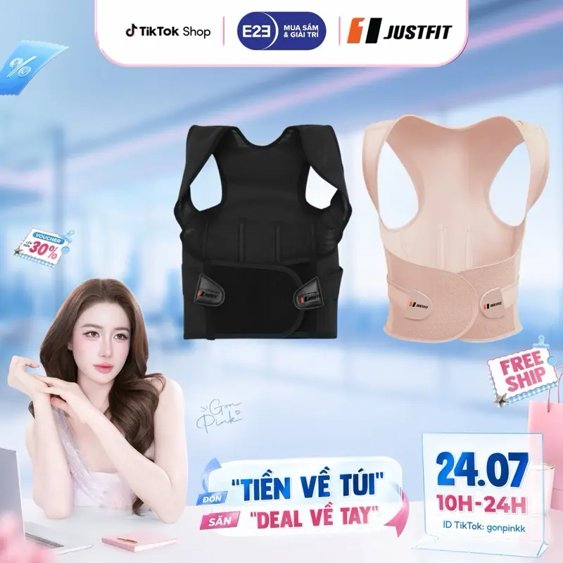 Đai Hỗ Trợ Tư Thế Lưng JUSTFIT – Đai Chỉnh Dáng Lưng, Định Hình Tư Thế Khi Làm Việc & Thể Thao