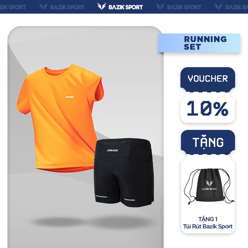 Set Đồ Chạy Bộ Nam Bazik Áo Speed Up Và Quần Running 5 Inch LightMax Pro Siêu Nhẹ Vận Động Thoải Mái