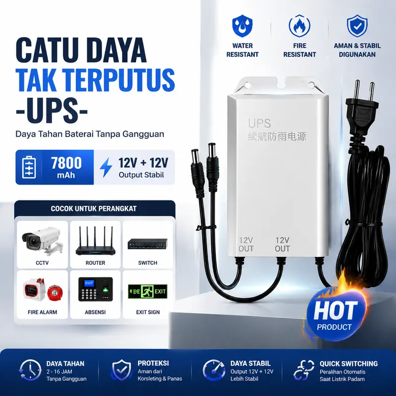 7800mAh Mini UPS wifi 12V Backup Router Modem CCTV baterai
