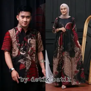 baju batik couple kemeja lengan pendek jumbo M L XL XXL