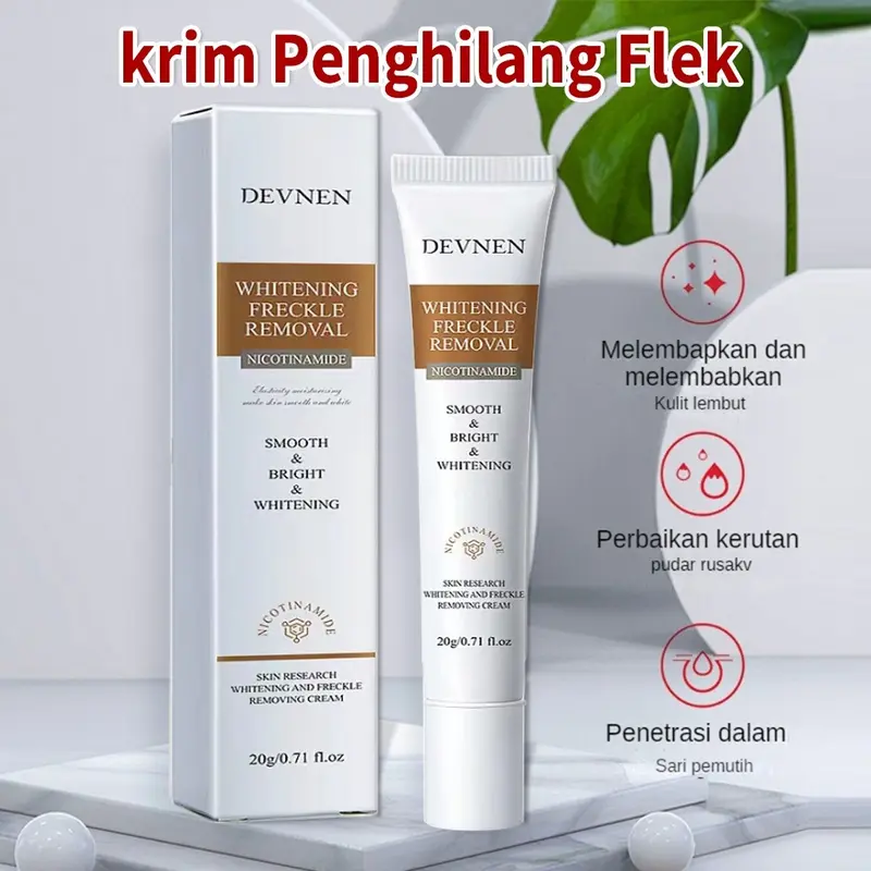 DEVNEN Krim Pemutih Wajah Glowing Cepat Untuk Light Spots Flek Hitam Brighten Skin 20gr Krim Glowing Cepat 【COD】 Memutihkan Mencerahkan Kuning Perawatan 5