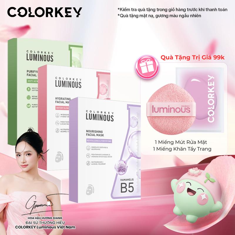   DEAL HOT  COMBO 3 HỘP Mặt Nạ Giấy B5 Hỗ Trợ Cấp Ẩm COLORKEY LUMINOUS 10 miếng hộp - KCL1L3 