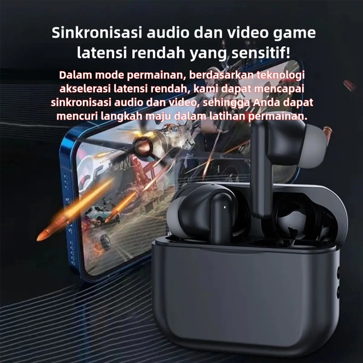 Eikelk Earbud Nirkabel Sejati S50, Driver 10mm dengan Bass Besar, Bluetooth 5.3, Waktu Putar Lama 30 Jam, Tahan Air, 2 Mikrofon untuk Panggilan AI yang Jelas, 22 EQ Prasetel