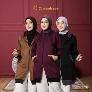 Cassandraasri Zayra Jaket Muslimah Hijab Panjang Syar'i Premium Fleece Tebal Gramasi 280