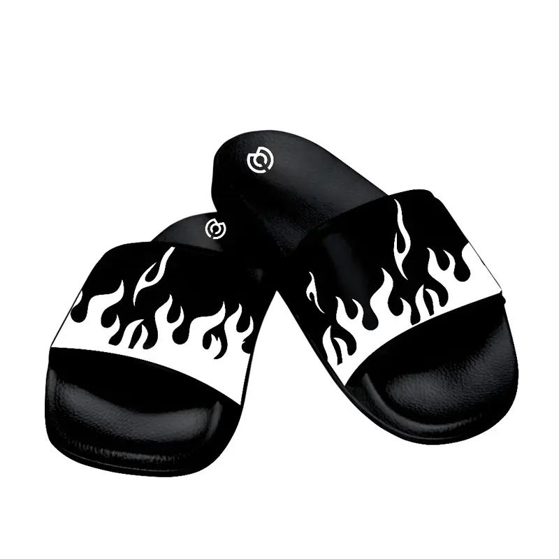 DRS - Terbaru Sandal Slop Slip On Slide API Black Sendal Pria Wanita Dewasa Casual Size 38-43 1