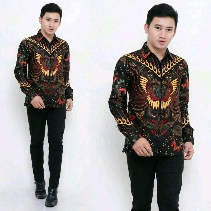 Kemeja Batik Pria Lengan Panjang -Banyak Pilihan motif-Bahan Katun-Seragam Kerja 0