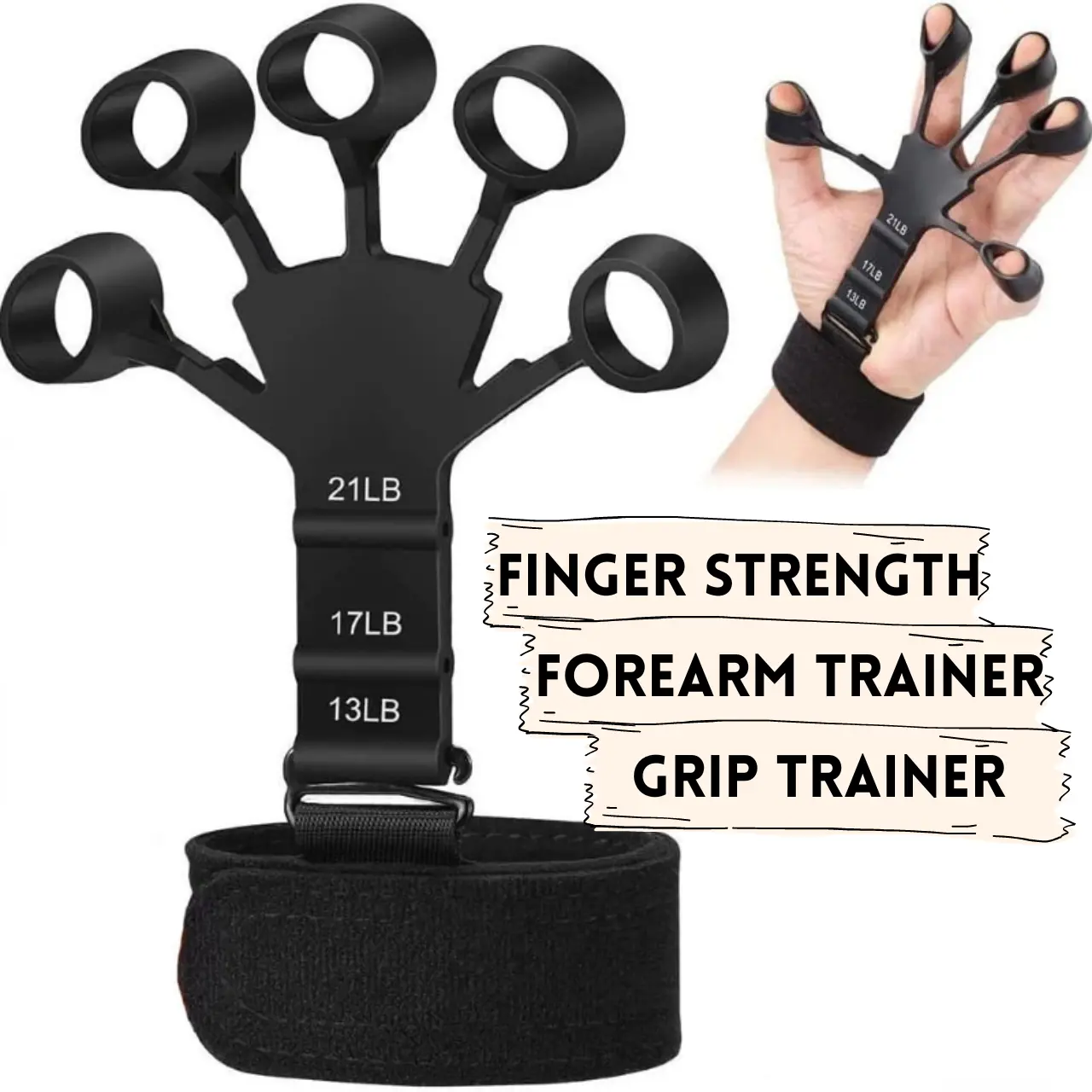 Gripster Offical Silicone Finger Forearm Grip Strengthener Workout Hand Trainer (2 in 1 SET)