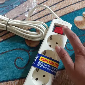 Stop Kontak 2 3 4 5 Lubang Kabel Myled Colokan Cabang Tembaga 1,5M 3M 5M Meter Saklar SNI Stopkontak