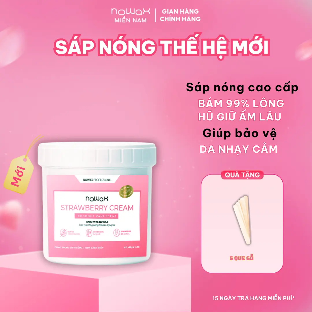 Sáp nóng hũ Nowax Strawberry Hũ nhựa giữ ấm lâu, lựa chọn hàng đầu wax lông Bikini, Nách, Râu,...