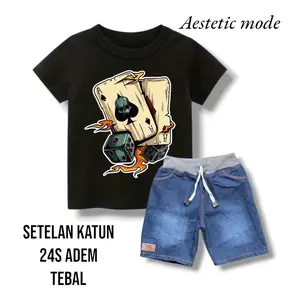 Baju setelan anak laki laki usia 1-8 tahun katun combed 24s adem Fashion Celana Jeans Cowok Parsel Bunda Distro