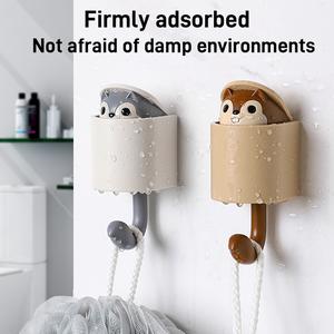Cangkuk Tupai, untuk Menyimpan Barangan, Pelekat, Tiada Penebuk Diperlukan, Reka Bentuk Kreatif, Cangkuk Pelekat Kecil, Dipasang di Dinding, Sesuai untuk Pakaian dan Topi Supplies