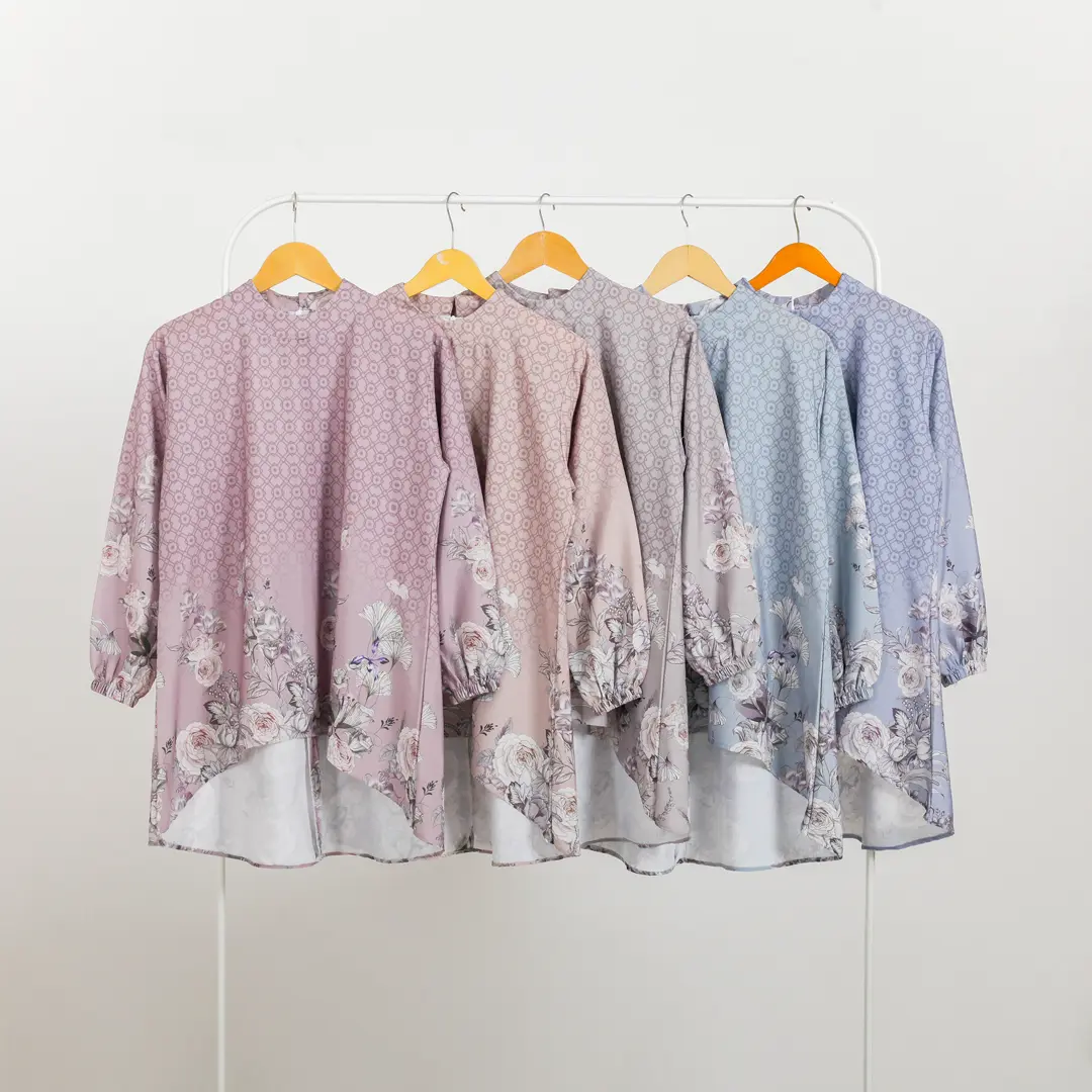 ELF STORE - SHAVEA Tunik Silk Atasan Polos LD Jumbo Baju Wanita Muslim Panjang Kekinian Oversize Gamis