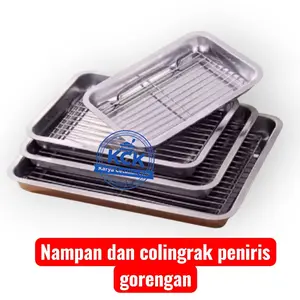 Cooling rack Peniris Minyak Dengan Nampan Baki Stainless Steel Penyaji Makanan Food Grade Kitchenware
