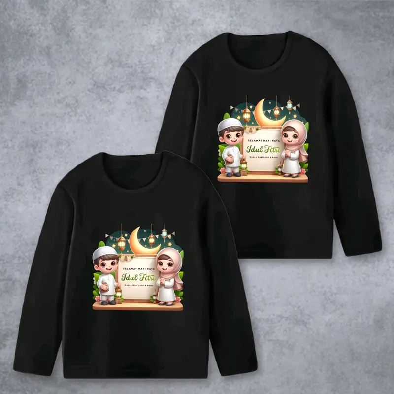 Baju Kaos Lengan Panjang Anak Cewek Cowok Edisi Lebaran Idul Fitri - Fashion Anak Motif 0