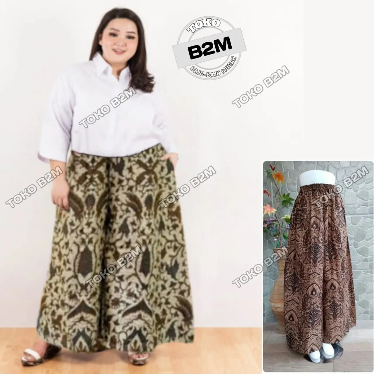 Celana kulot panjang wanita Celana wanita kulot batik B2M Motif Karet Melar
