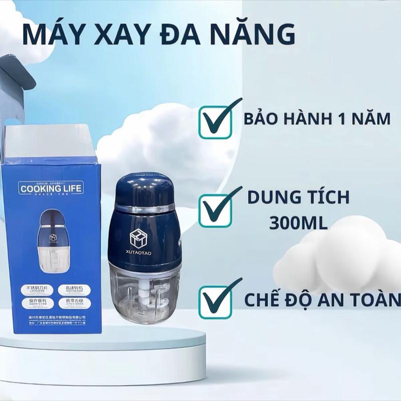 { Bảo Hành 1 Năm ) Máy xay đa năng xay đồ ăn dặm xutaotao 6 lưỡi dung tích 300ml cối xay thuỷ tinh tiện dụng sạch sẽ