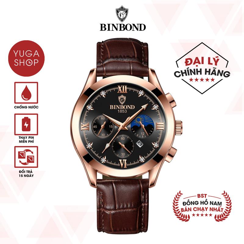 Đồng Hồ Nam Dây Da Binbond I5 Có Lịch Ngày Sang Trong 2025 3 kim nhỏ trang trí TẶNG FULL BOX HỘP CHÍNH HÃNG DỤNG CỤ THAY DÂY PIN ĐỒNG HỒ DỰ PHÒNG SỐ LƯỢNG QUÀ TẶNG CÓ HẠN