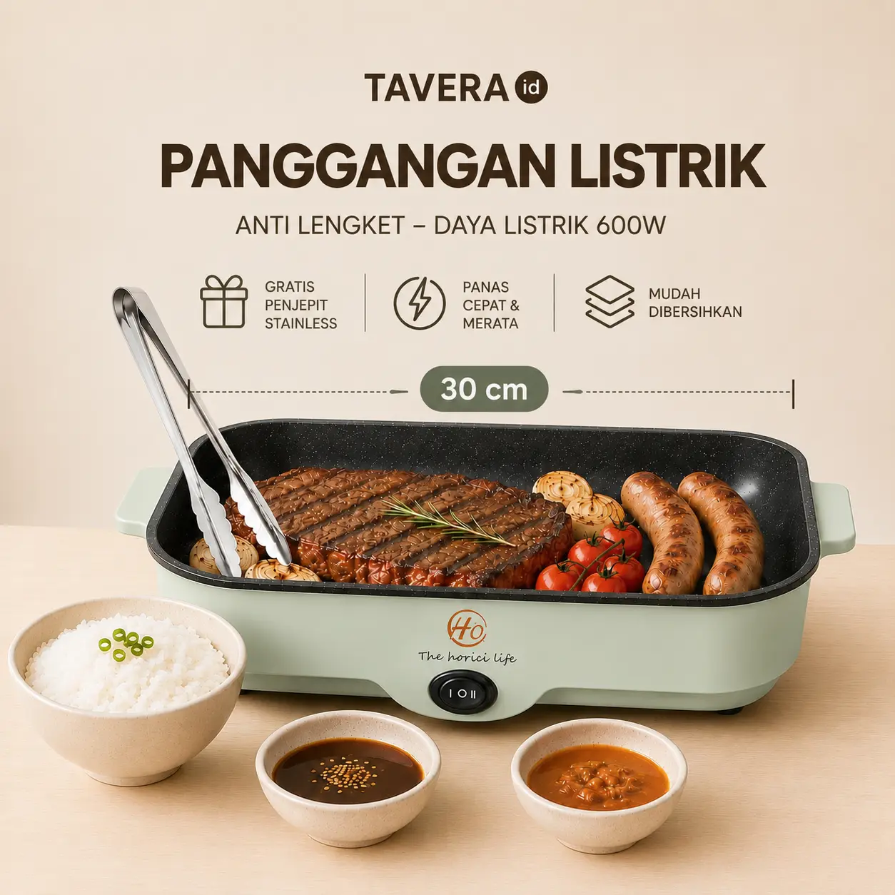 Panggangan Elektrik 30cm dan 26cm Low Watt 2 Mode Suhu Alat Grill Elektrik BBQ ELektrik FREE Capitan