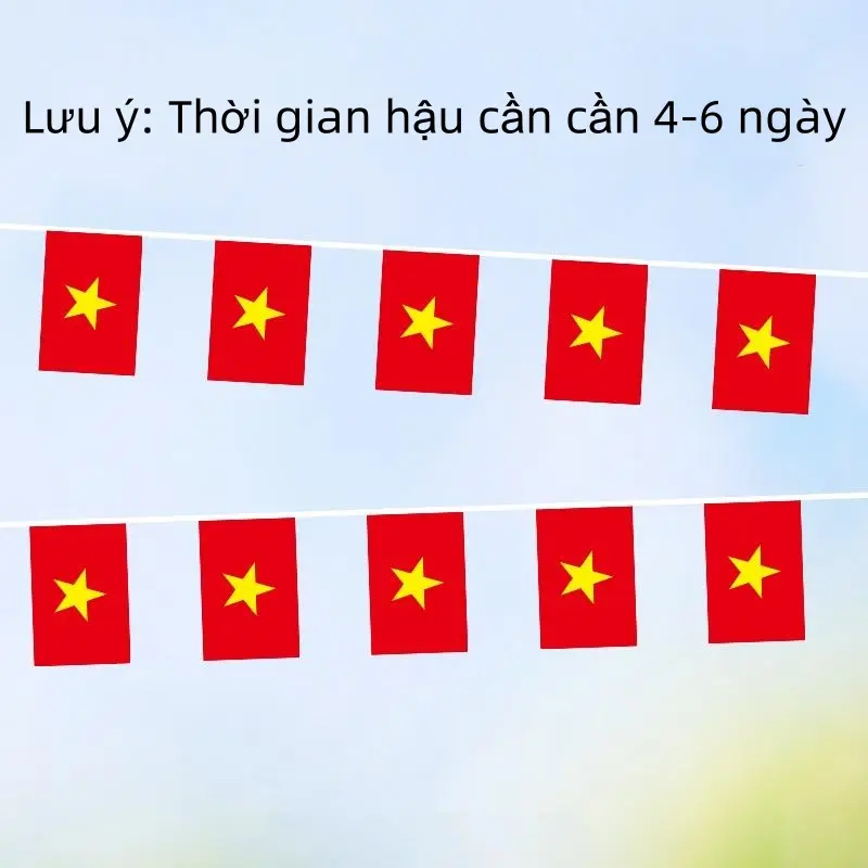 Biểu Ngữ Cờ Dây Việt Nam, 16,4ft dài, 20 Cờ, In 2 Mặt, Cờ Việt Nam, Biểu Ngữ Cờ Đuốc, Đồ Trang Trí Quốc Gia, Thích Hợp Cho Trường Học, Tiệc Tùng, Sự Kiện Thể Thao