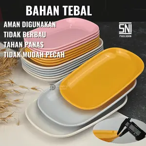 TOPTREE Piring Melamin Saji Persegi Panjang -7 8 Inch Piring Appetizer Tebal Piring Kecil Piring Melamin Asli/Kitchenware