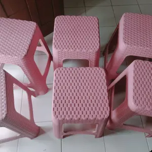 Mall Perabot [6 Pcs] Kursi Baso | Bangku Plastik Segi Rotan Motif Anyam | Taman Kursi Bakso Furniture