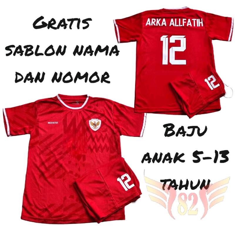 Setelan Jersey Timnas Anak-Anak Usia 5-13 Tahun dengan Tambahan Nama dan Nomor Punggung Gratis - Outdoor, Celana Sport 0