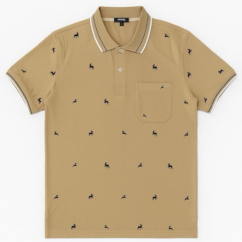 [HCM] Áo thun nam trung niên chất liệu cá sấu cổ chữ V, hoạ tiết nai in nhiệt, áo polo cao cấp Menswear Ngắn Tay Shirt