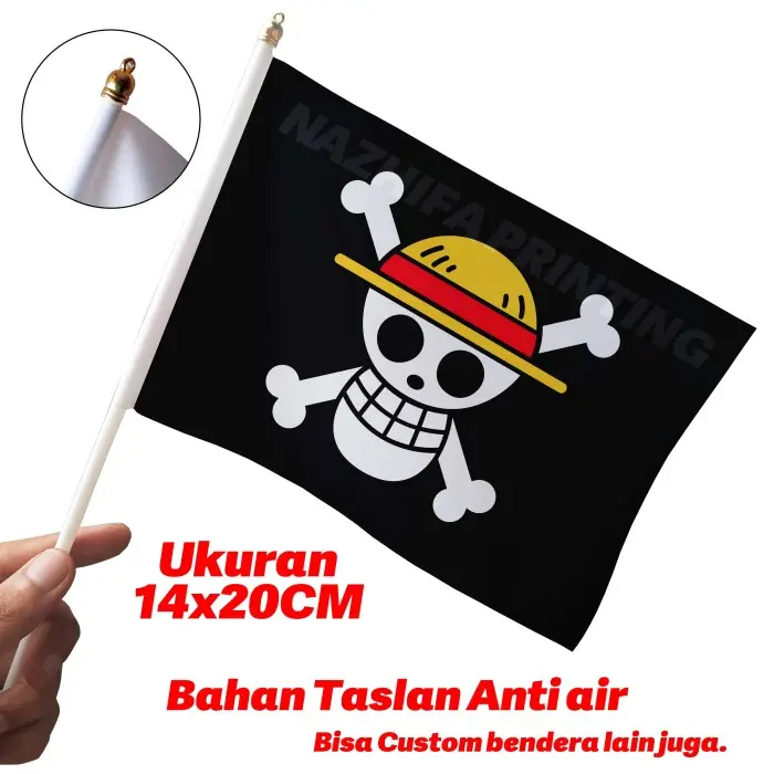 P✉LZ BENDERA STIK TANGAN ONE PIECE LUFFY MUGIWARA MINI KECIL ANTI AIR P✉8K