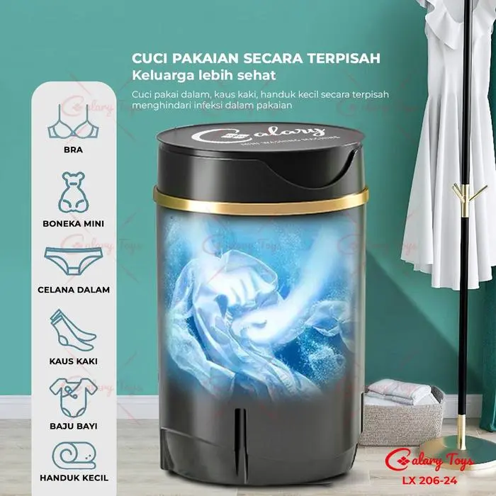 SPEEDS Mesin Cuci Mini Pengering Dapat Dilipat Portable Mini Washing Machine Hemat Daya Safety 206-24 2