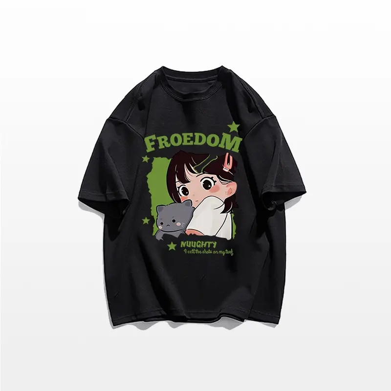 Áo Thun Unisex Tay Ngắn Ngoại Cỡ, 100% Cotton, Áo Thun Nữ Ngoại Cỡ, Áo Thun Rộng Thùng Thình, Hoạt Hình, Baju Perempuan LIVE Murah 8