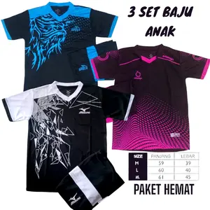 Paket Hemat 3 Setel Baju Futsal Anak Kaos Olahraga Usia 5-13 Tahun Dryfit Bilabong -Setelan Sport Outdoor baju  anak sporty Celana bola laki