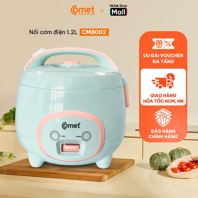 Nồi Cơm Điện 1L2 COMET - Gia đình 2 đến 4 người - Lòng nồi chống dính cao cấp, dễ vệ sinh, tiết kiệm điện, phù hợp gia đình nhỏ - CM8002