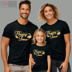 Baju Kaos distro Kaos Couple Keluarga atau Pasangan MOTIF HAPPY FAMILY TIME Bahan Katun Combed Dewasa