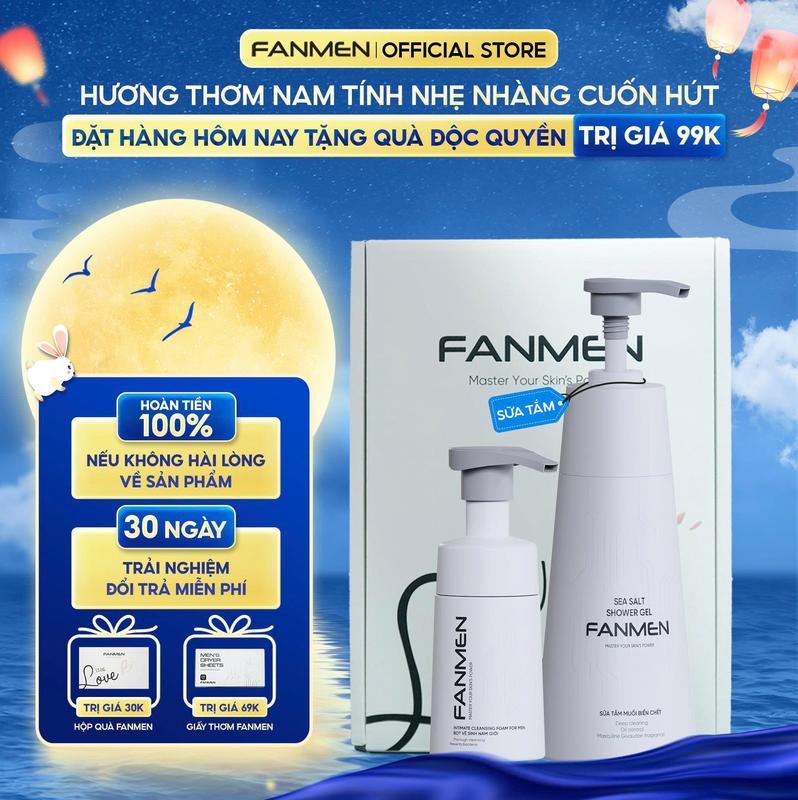 [  COMBO TINH TẾ ] Sữa tắm muối biển chết hương thơm Blue Sea nam tính 350 ml và Bọt vệ sinh vệ sinh toàn diện ngăn ngừa vi khuẩn 100ml dành cho nam | Tặng Hộp Đựng WLn Kèm Quà 0Đ