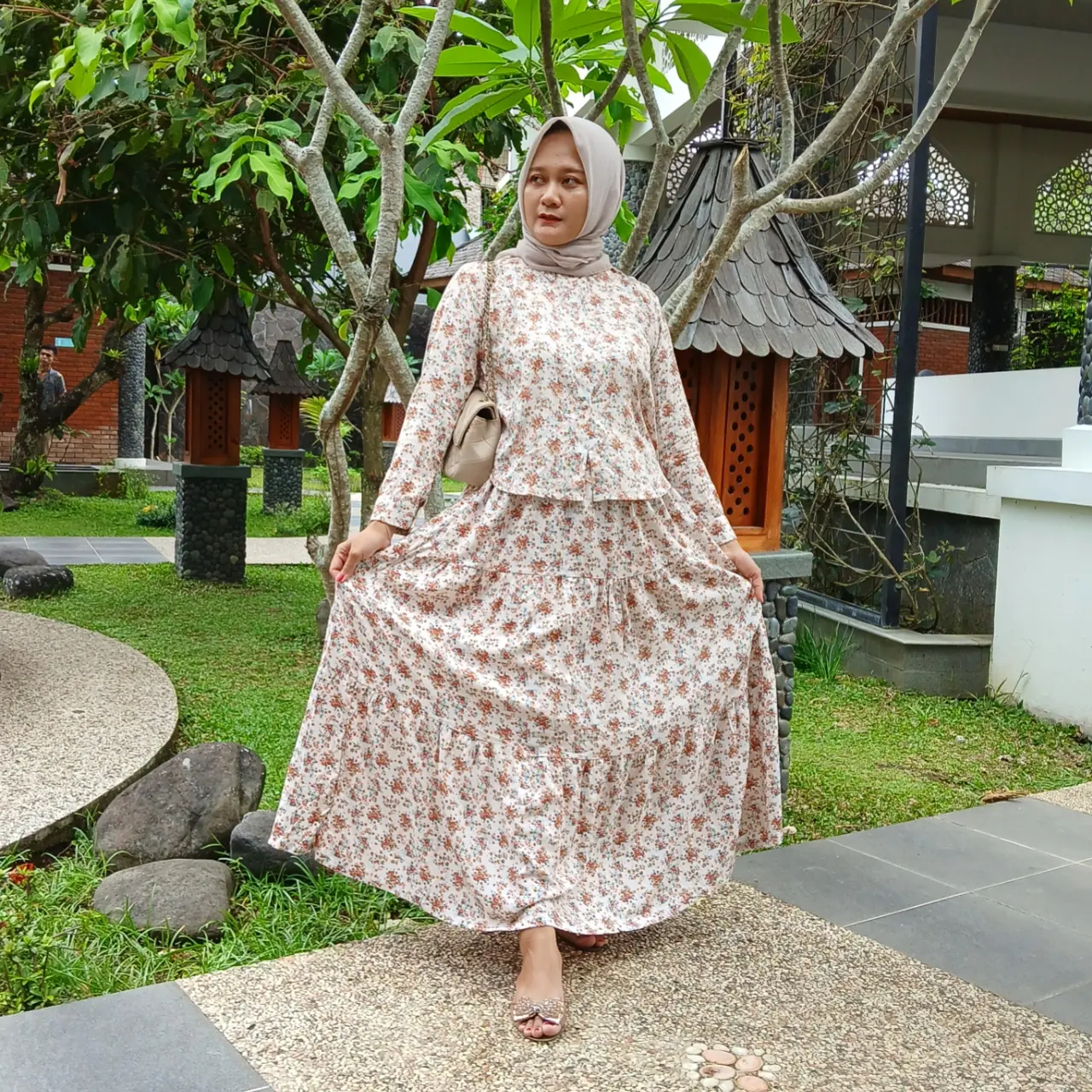 ZEA-SETELAN ROK WANITA KEKINIAN ONE SET ROK SETELAN ROK MOTIF PREMIUM Baju Setelan Atasan Dewasa, Kancing Muslim Panjang Bawahan