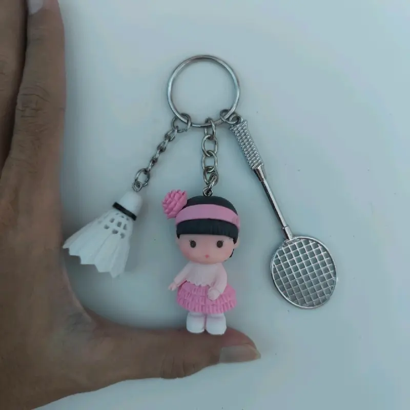 Gantungan Kunci Raket Shuttlecock Karakter Cewe Lucu - Keychain 1
