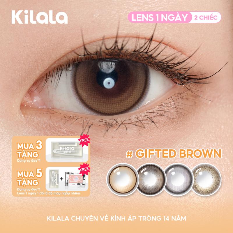  2 chiếc kính áp tròng Kilala LENS 1 NGÀY màu Nâu Xám DIA 14.0-14.5mm độ cận 0-7 lens êm mềm thiết kế độc đáo khiến mắt long lanh vibe xinh đẹp tự nhiên 