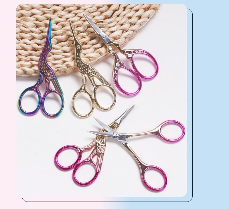 Product Introduction of Scissors Nail Art Manicure Tool Crane Shape Coloful Curved Head Eyebrow Chinese Style KOUDAN 18