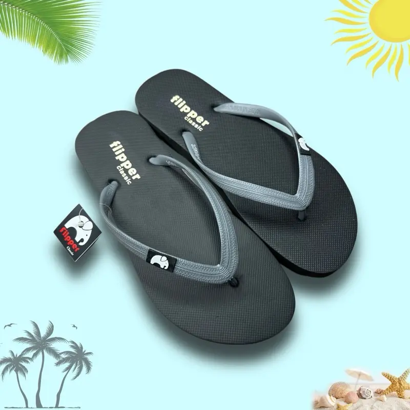 SANDAL JEPIT FILPPER PRIA DAN WANITA - SANDAL JEPIT FILPPER KARET PRIA DAN WANITA BASIC HITAM 3