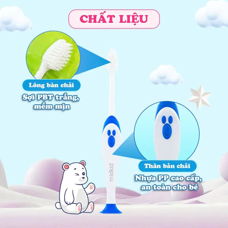 Midkid - Bàn Chải Đánh Răng Cho Bé Vệ Sinh Răng Miệng Phù Hợp Cho Bé Từ 1 Tuổi 8