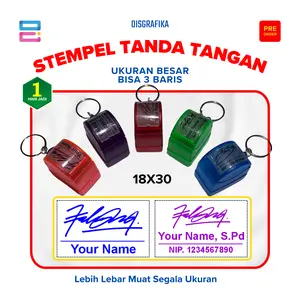 OISGRAFIKA Stempel TTD Tanda Tangan Dokter Guru 3 Baris - Ganci Trasnparan 18x30mm